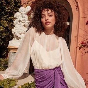 Ivory sheer long sleeve bodysuit